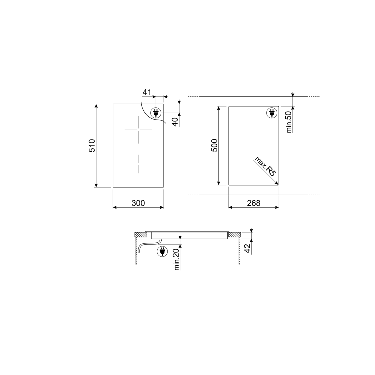 Refurbished Smeg SE232TD 30cm 2 Zone Domino Ceramic Hob