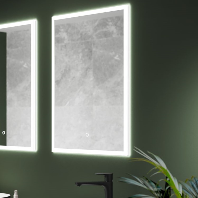 Sensio Eclipse Single Door Recessed Mirrored Bathroom Cabinet with Lights & Shaver Socket 700 x 500mm