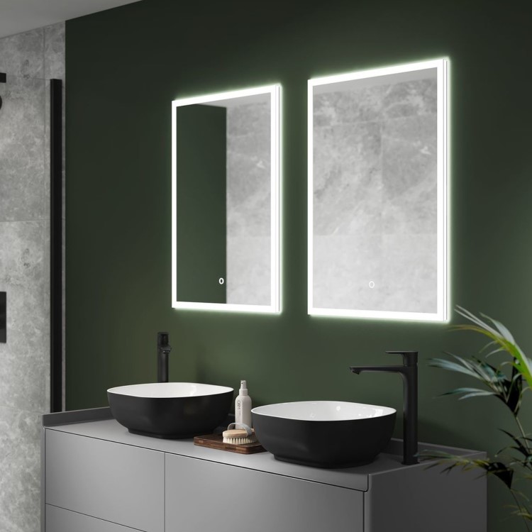 Sensio Eclipse Single Door Recessed Mirrored Bathroom Cabinet with Lights & Shaver Socket 700 x 500mm