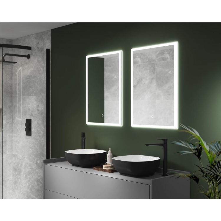 GRADE A1 - Single Door Sensio Eclipse Recessed Mirrored Bathroom Cabinet with Lights & Shaver Socket 700 x 500mm