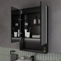 SE30398P0 Sensio Sydney Double Door Black Bathroom Mirror Cabinet with Lights & Shelf 600 x 900mm