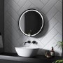 Sensio Dawn Round Black Heated Bathroom Mirror with Lights 600mm