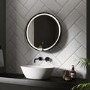 Sensio Dawn Round Black Heated Bathroom Mirror with Lights 600mm