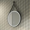 Sensio Nova Round LED Heated Bathroom Mirror with Black Leather Strap 600mm