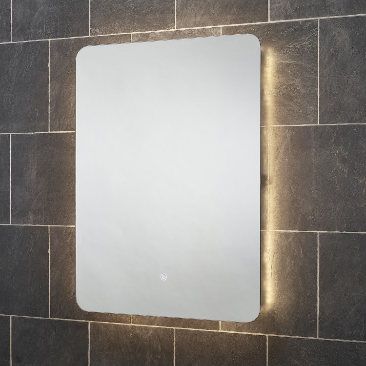 GRADE A1 - Rectangular Backlit LED Bathroom Mirror with Demister & Shaver Socket 800 x 600mm - Sensio Reagan
