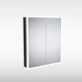 Sensio Eclipse Double Door Black Recessed Mirrored Bathroom Cabinet with Lights, Demister & Shaver Socket 600 x 700mm