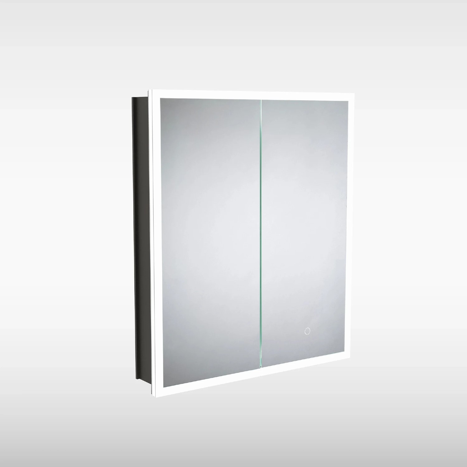 Sensio Eclipse Double Door Black Recessed Bathroom Mirror Cabinet with Lights Demister & Shaver Socket 600 x 700mm