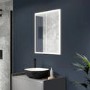 Sensio Eclipse Double Door Black Recessed Mirrored Bathroom Cabinet with Lights, Demister & Shaver Socket 600 x 700mm