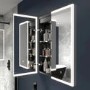Sensio Eclipse Double Door Black Recessed Mirrored Bathroom Cabinet with Lights, Demister & Shaver Socket 600 x 700mm