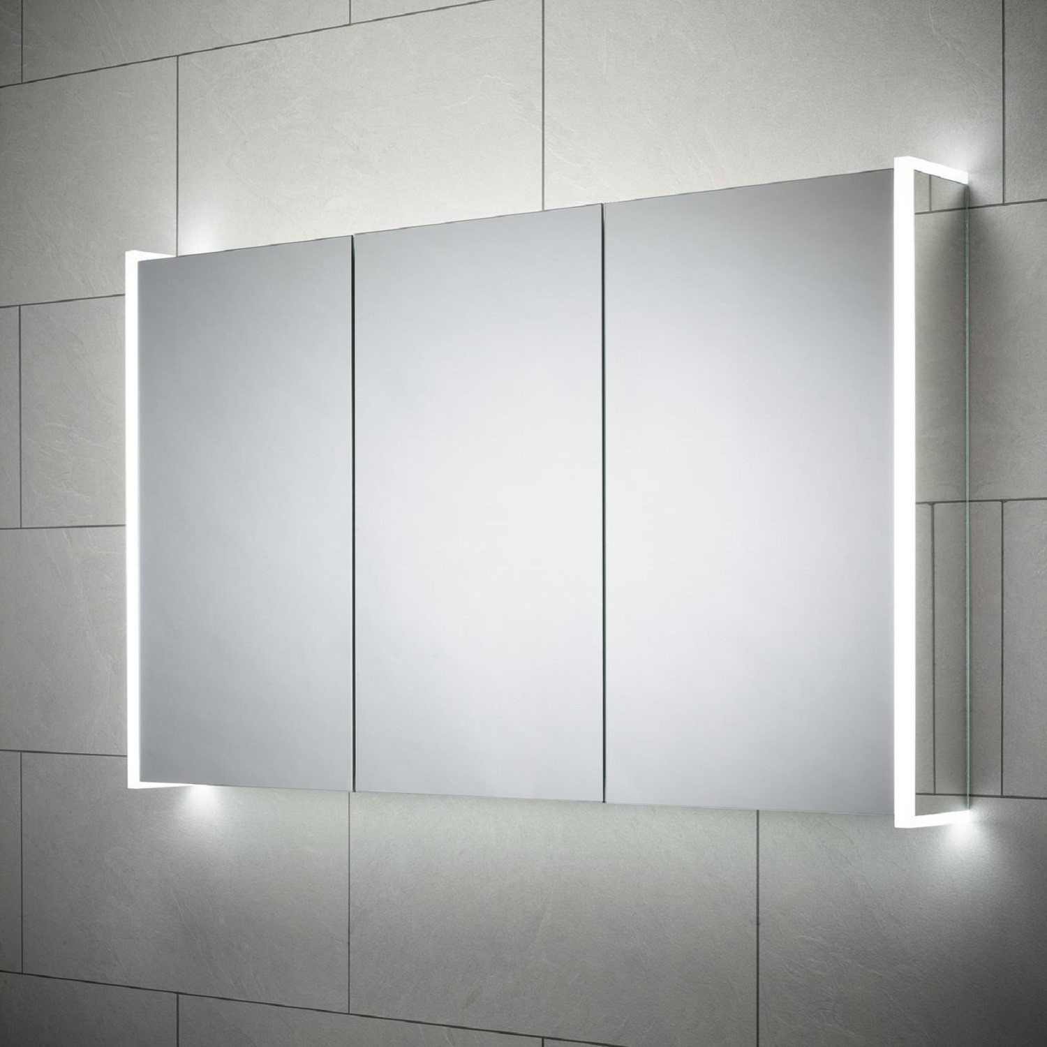 Sensio Ainsley 3 Door Chrome Bathroom Mirror Cabinet with Lights & Bluetooth Speaker 1200 x 700mm