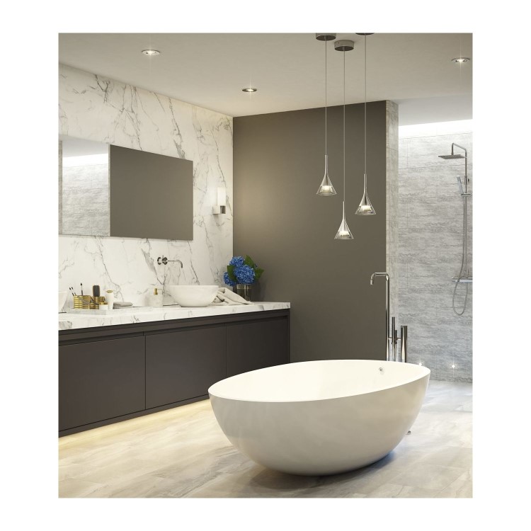 GRADE A2 - IP44 Glass Bathroom Pendant Light - Zirconia