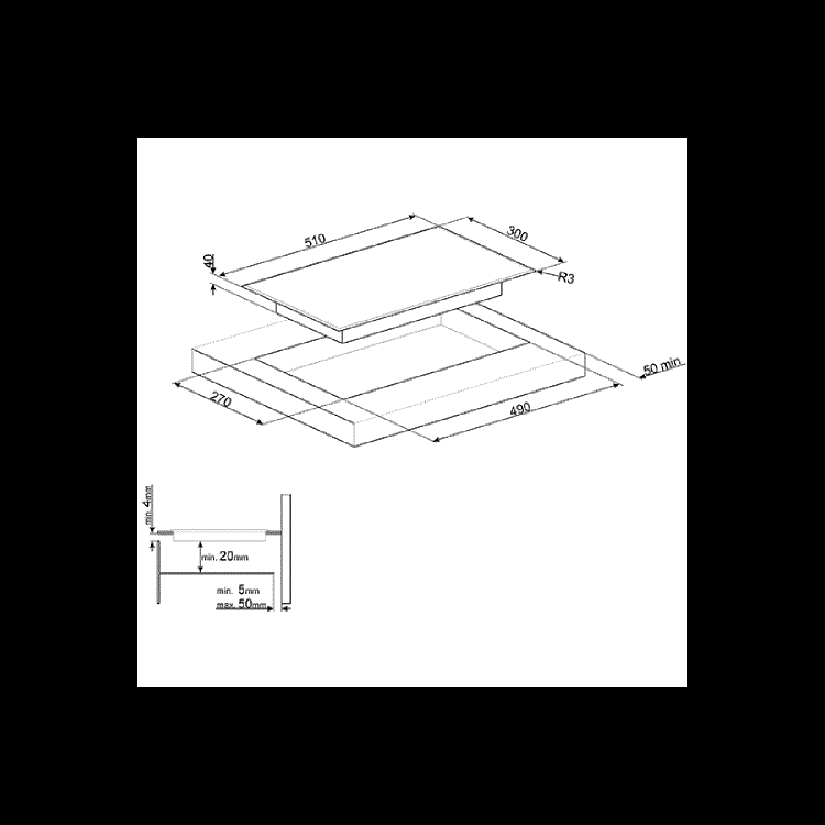 Smeg 30cm 2 Zone Domino Ceramic Hob with Bevelled Edge
