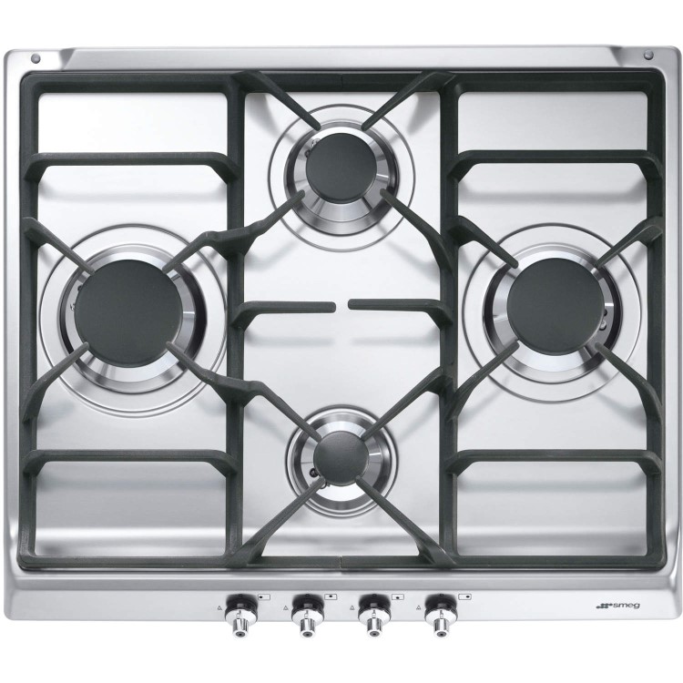 GRADE A2 - Light cosmetic damage - Smeg SE60SGH3 Classic 60cm Gas Hob in Stainless Steel with Cast Iron Pan Supports