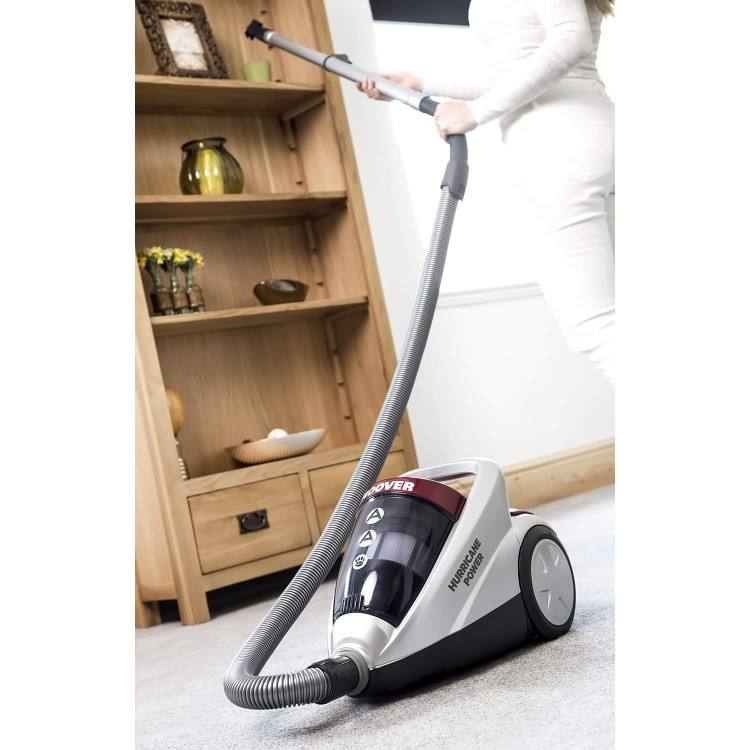 Hoover SX70_HU04002 Hurricane 700W Bagless Pets Cylinder Vacuum Cleaner White Grey & Red