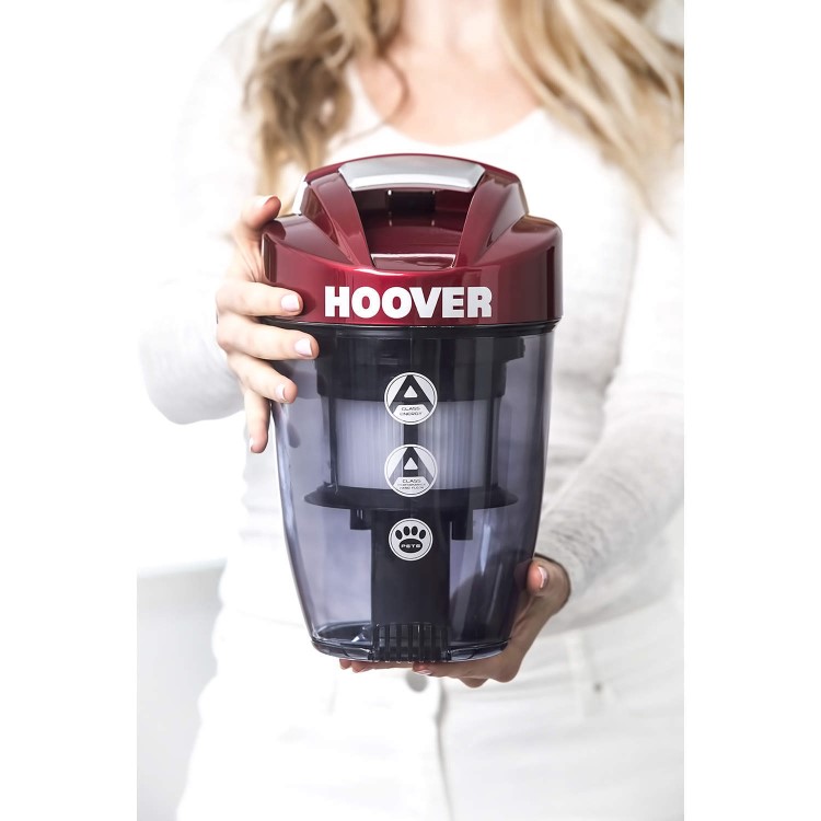 Hoover SX70_HU04002 Hurricane 700W Bagless Pets Cylinder Vacuum Cleaner White Grey & Red