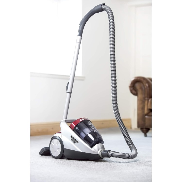Hoover SX70_HU04002 Hurricane 700W Bagless Pets Cylinder Vacuum Cleaner White Grey & Red