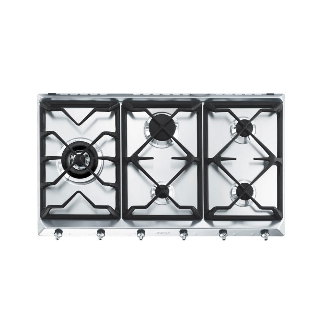 Smeg SE97GXBE5 Classic 89cm Ultra Low Profile Five Burner Gas Hob Stainless Steel