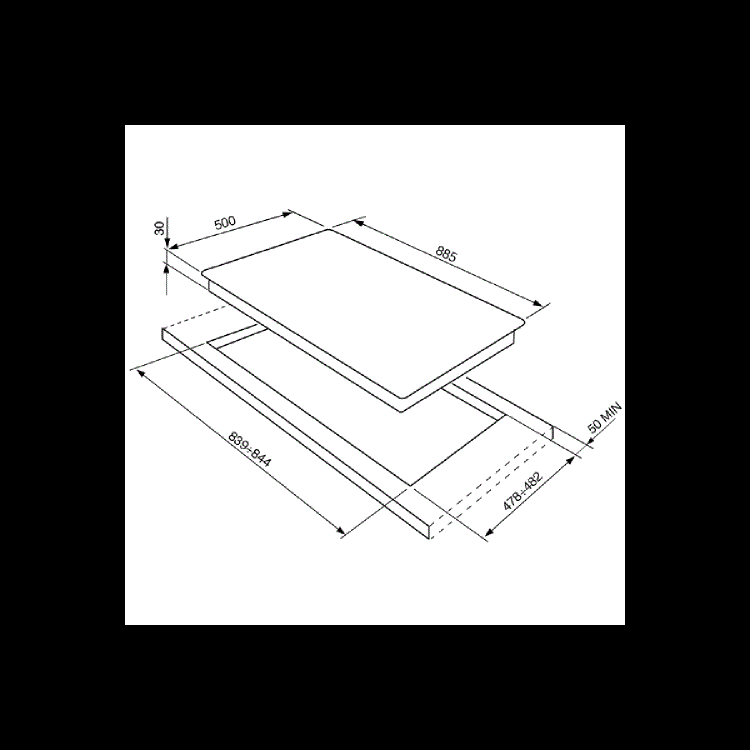 Smeg SE97GXBE5 Classic 89cm Ultra Low Profile Five Burner Gas Hob Stainless Steel
