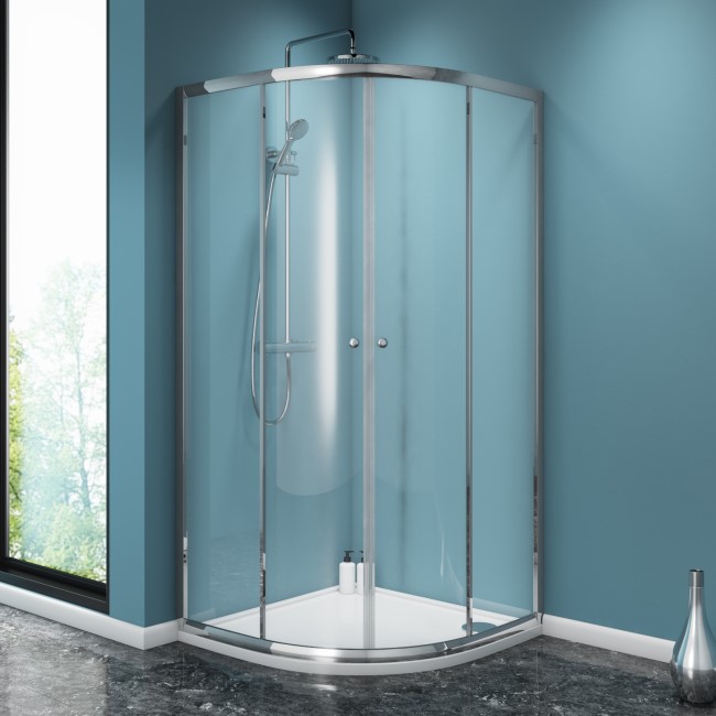 900 x 900mm Quadrant Shower Enclosure with Twin Sliding Doors & Acrylic Capped Stone Shower Tray