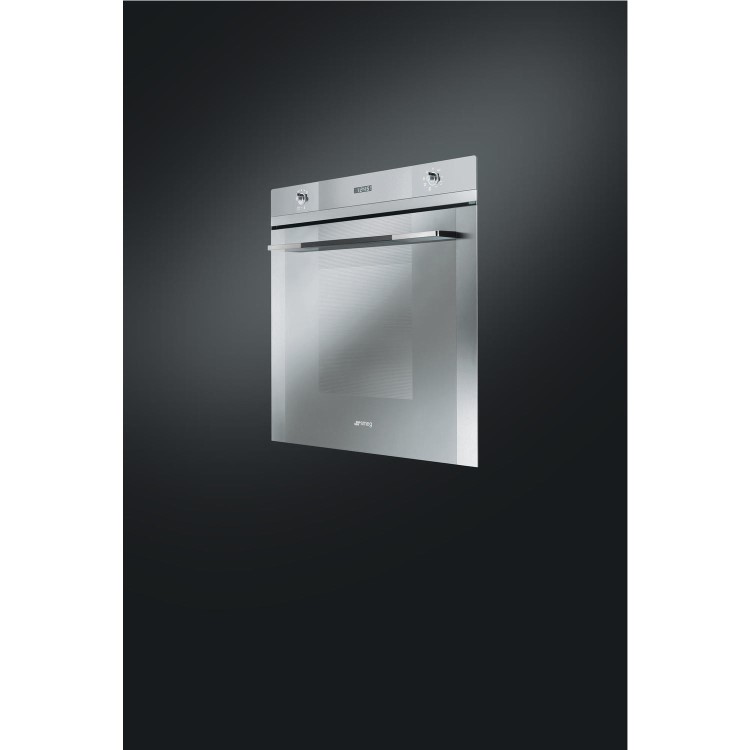 GRADE A2 - Smeg SF106 Linea Multifunction 70L Electric Single Oven - Silver Glass