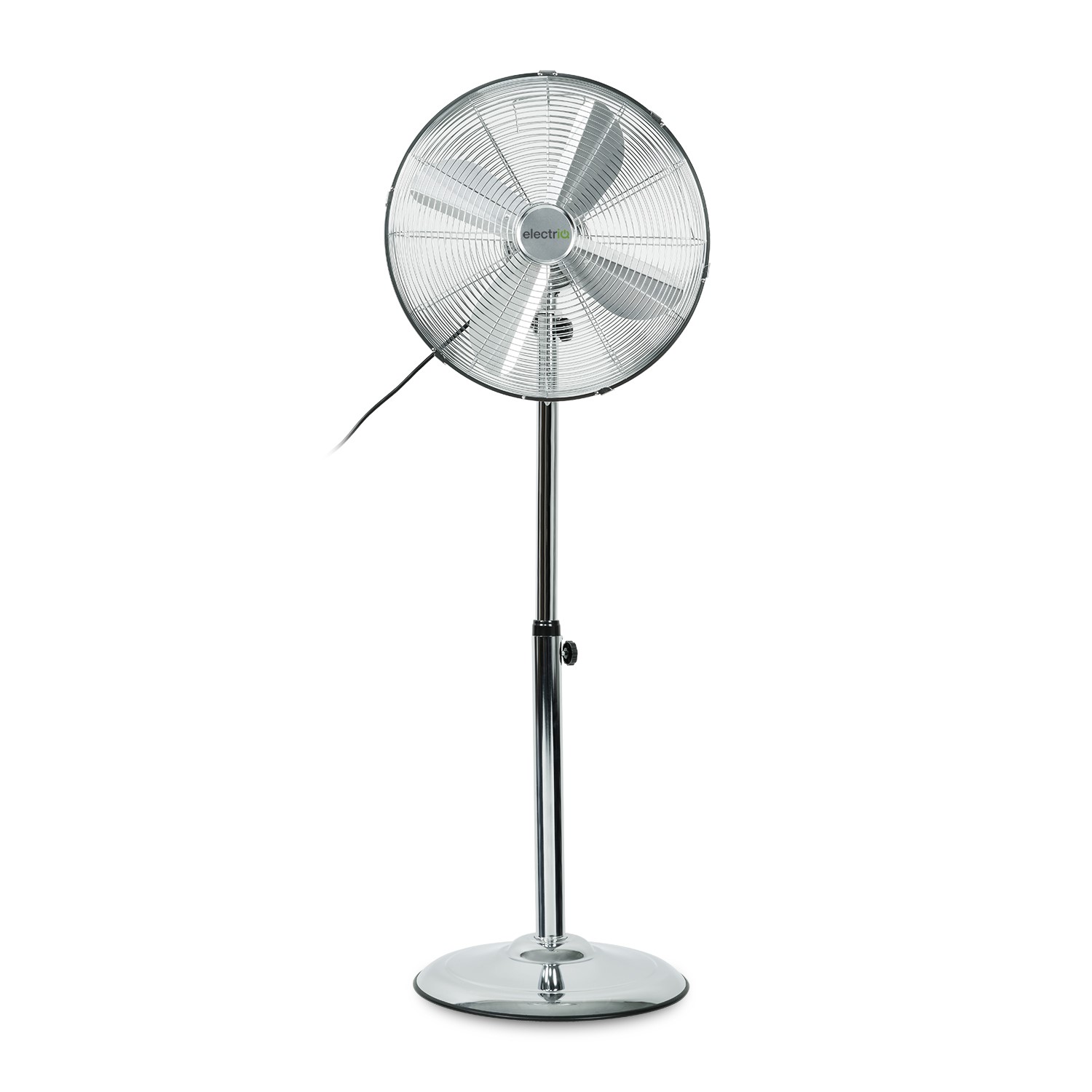 electriQ 16 Inch Chrome Pedestal Fan with Adjustable Stand and Oscillation Function