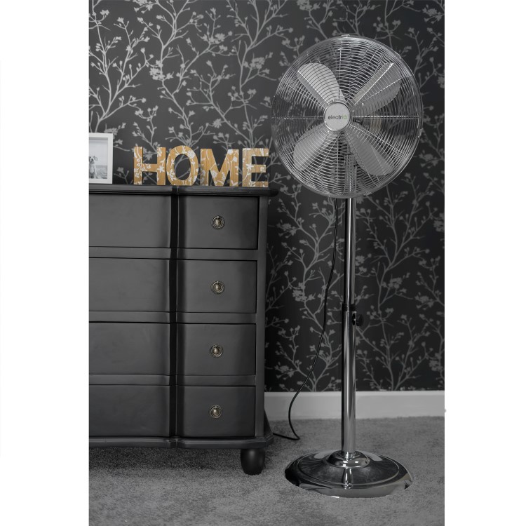 electriQ 16 Inch Oscillating Pedestal Fan - Chrome