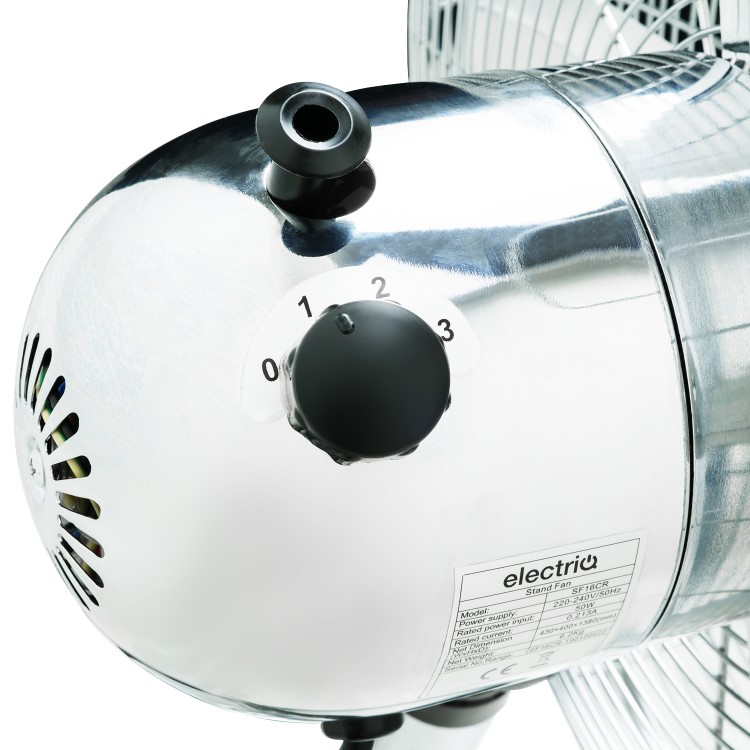 electriQ 16 Inch Oscillating Pedestal Fan - Chrome