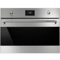 GRADE A2 - Smeg SF4309MX 45cm Height Classic Dark Glass Compact 40L Microwave with Grill Stainless Steel
