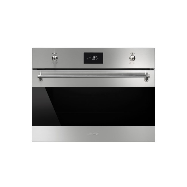 Smeg SF4309MX 45cm Height Classic Dark Glass Compact 40L Microwave with Grill Stainless Steel