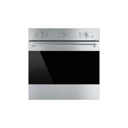 Refurbished Smeg SF6341GVX 60cm Classic Gas Fan Oven With Electric Grill Stainless Steel With Dark Glass