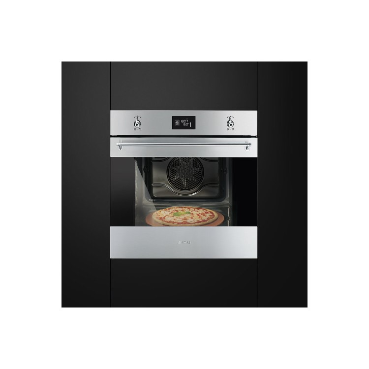Smeg SF6390XPZE 60cm Classic Stainless Steel And Eclipse Glass Multifunction Single Oven With Pizza A-Plus With Soft Close Door