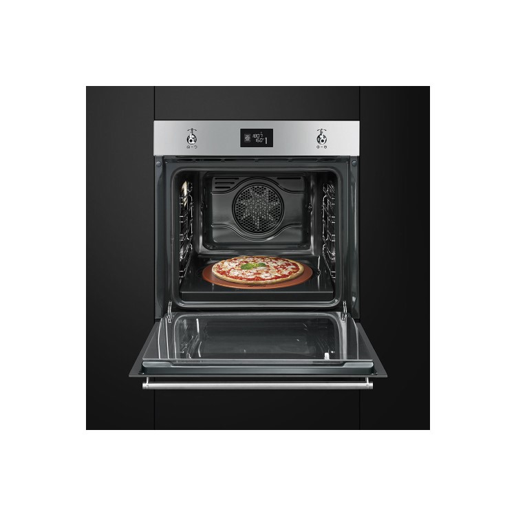 Smeg SF6390XPZE 60cm Classic Stainless Steel And Eclipse Glass Multifunction Single Oven With Pizza A-Plus With Soft Close Door