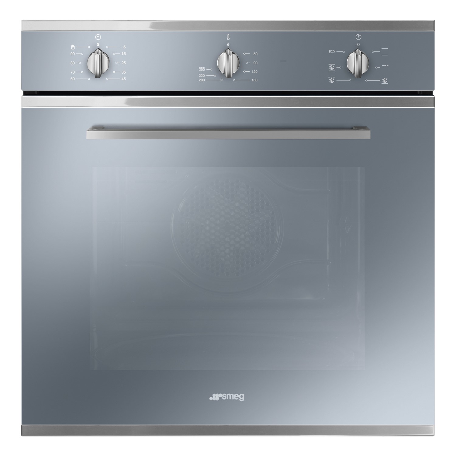 Smeg Cucina Fan Assisted Single Oven - Silver Mirrored Glass