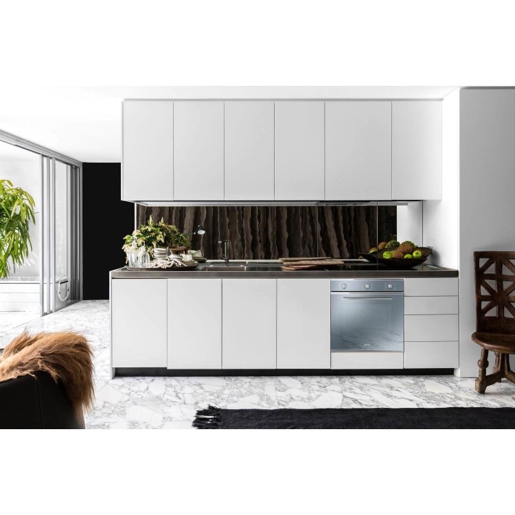 Smeg Cucina Fan Assisted Single Oven - Silver Mirrored Glass