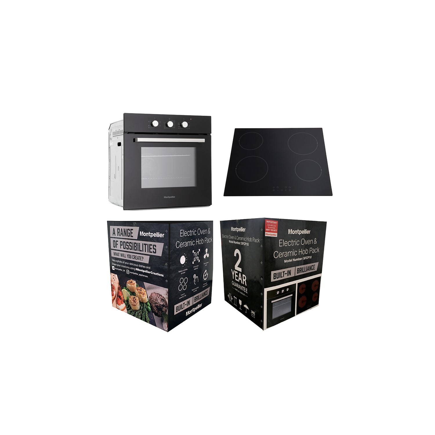 Montpellier SFCP10 57L Built In Electric Single Oven And Ceramic Hob