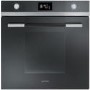 Smeg SFP125NE 60cm Linea Black Glass Pyrolytic Multifunction Single Oven A-Plus with Soft Close Door