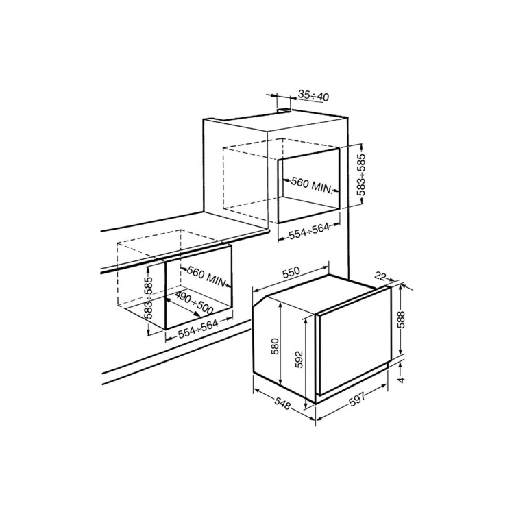 Smeg SFP140N Linea Pyrolytic Multifunction Electric Built-in Single Oven Black