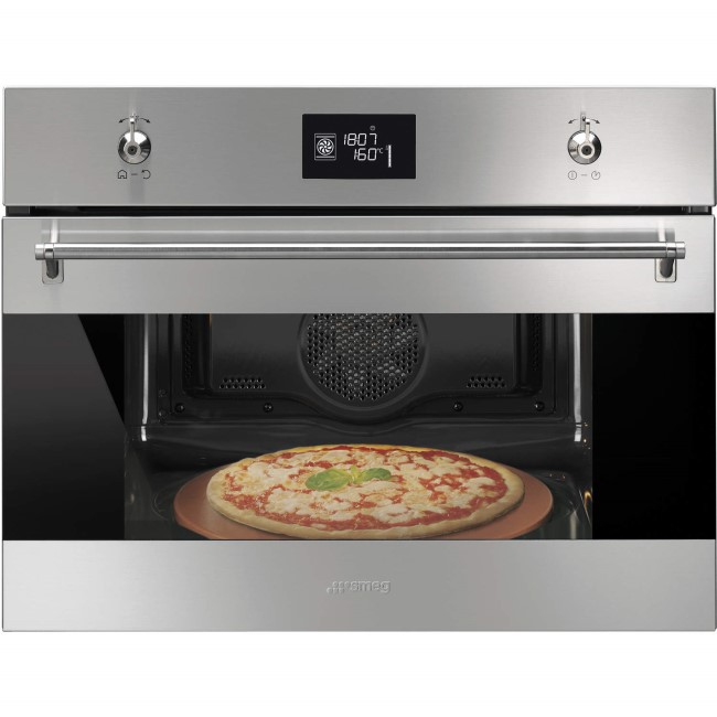 Smeg SFP4390XPZ Classic 45cm Height Stainless Steel Compact Multifunction Pyrolitic Pizza Oven
