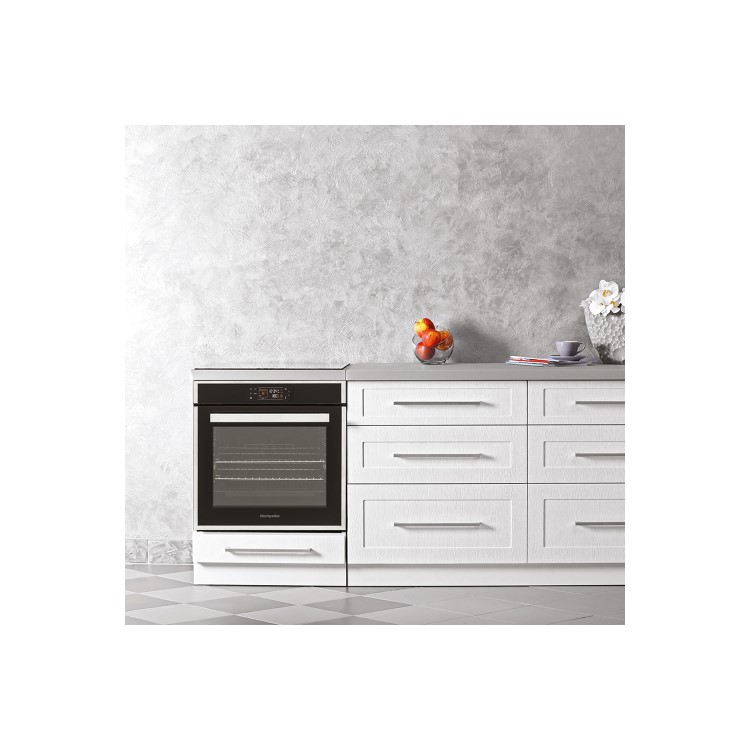 Montpellier SFPO77MBX 75L Touch Control Nine Function Single Pyrolytic Oven With Telescopic Runners And Programmable Timer - Stainless Steel