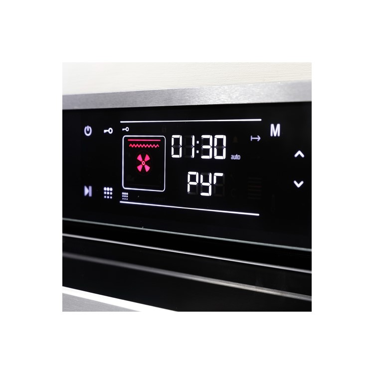 Montpellier SFPO77MBX 75L Touch Control Nine Function Single Pyrolytic Oven With Telescopic Runners And Programmable Timer - Stainless Steel