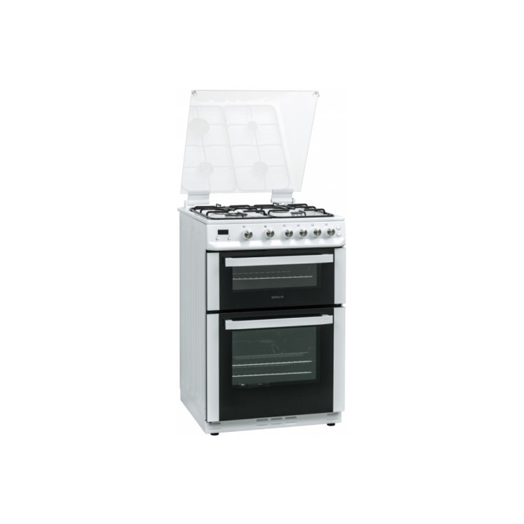 Servis SGL60W 60cm Double Oven Gas Cooker With Glass Lid - White