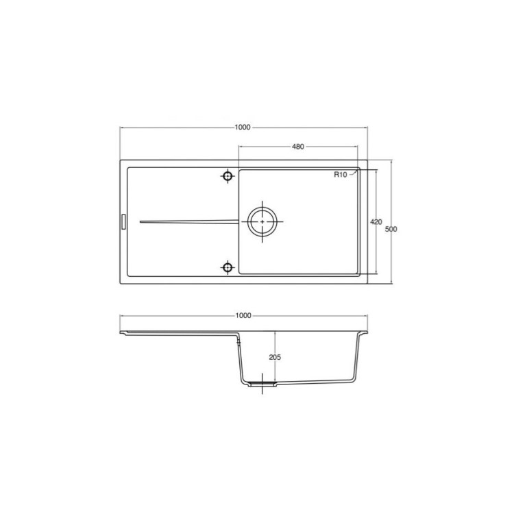 Single Bowl Inset Gunmetal Grey Granite Kitchen Sink with Reversible Drainer - Essence