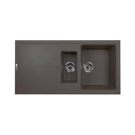 Single Bowl Inset Grey Granite Kitchen Sink with Reversible Drainer - Essence