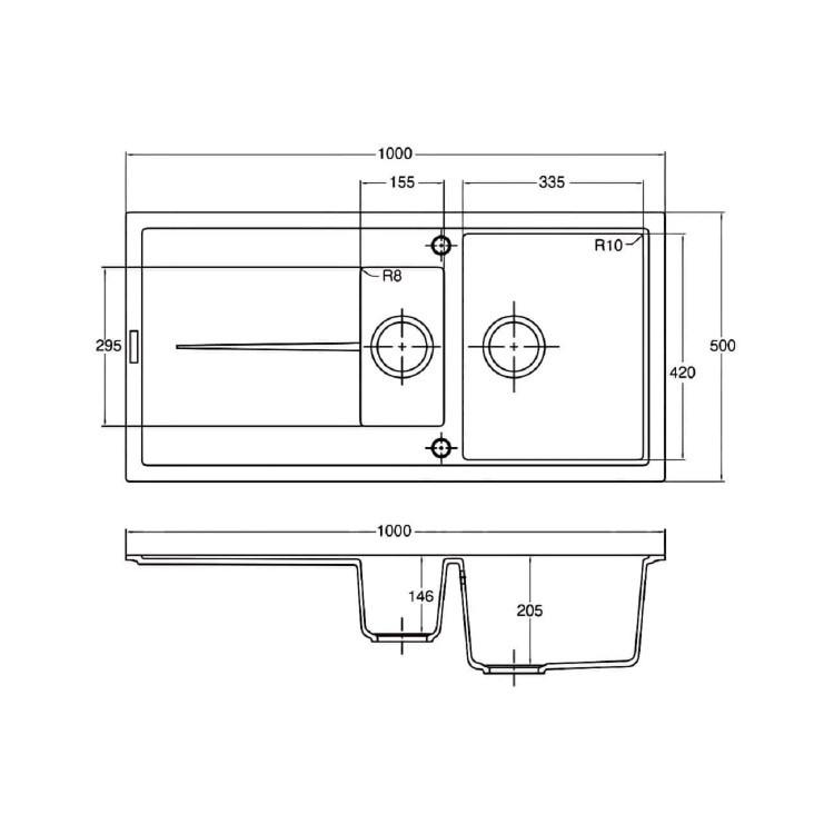 1.5 Bowl Inset Grey Granite Kitchen Sink with Reversible Drainer - Essence