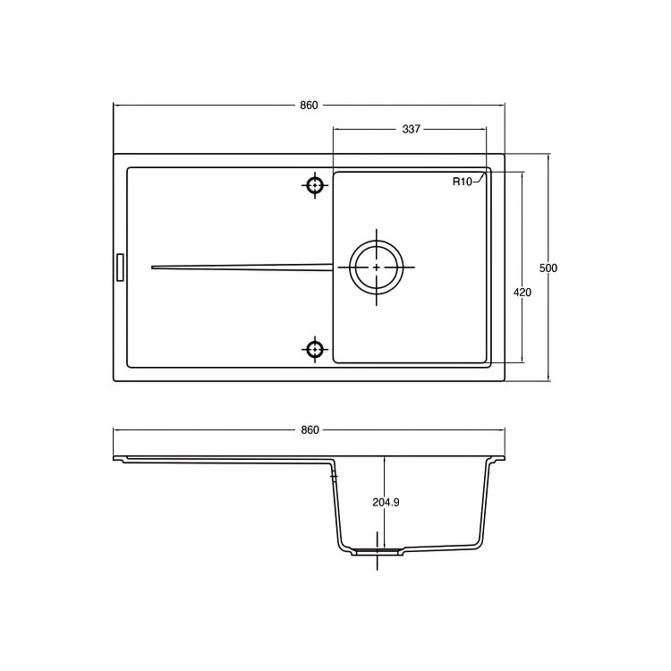 ALMOST PERFECT - Single Bowl Inset Black Granite Kitchen Sink 860mm - Essence
