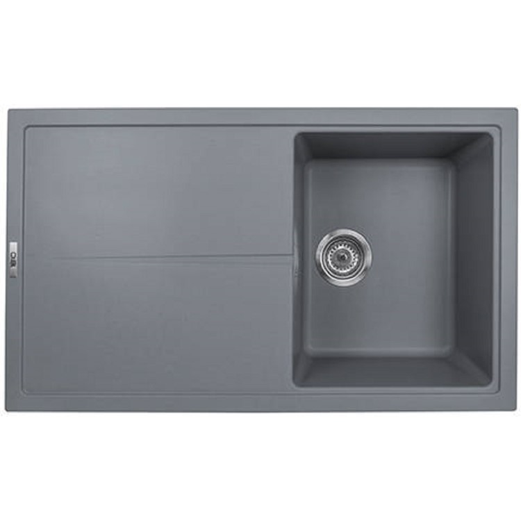 Single Bowl Inset Gunmetal Grey Granite Kitchen Sink with Reversible Drainer - Essence