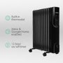 electriQ 2.5kw Black Smart WiFi Alexa Oil Filled Radiator 11 Fin  24 hour and Weekly Timer with Thermostat and Remote 
