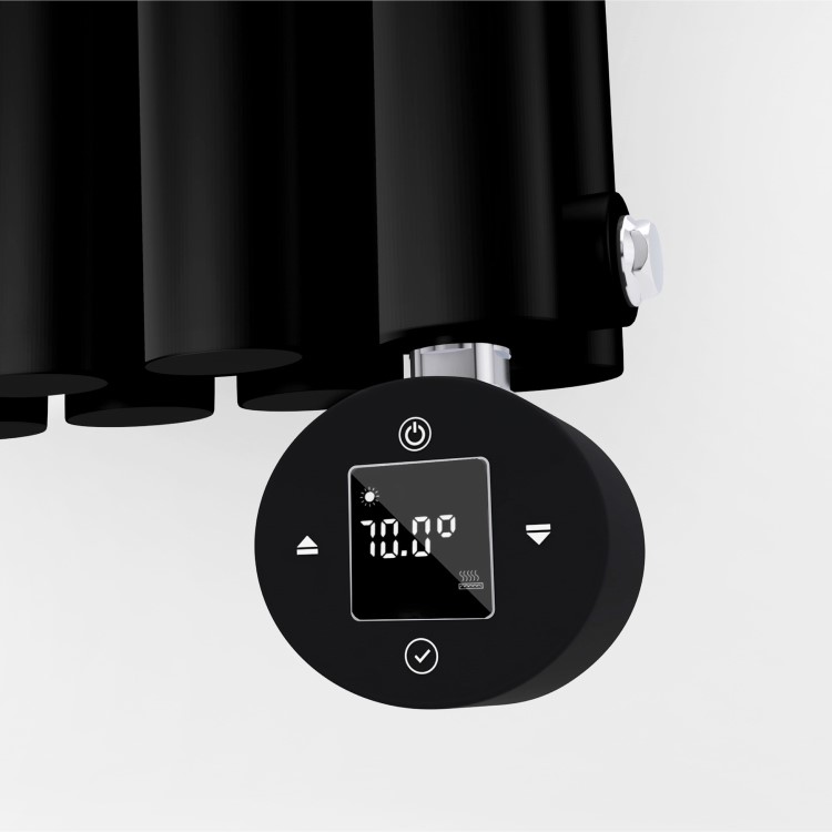 GRADE A1 - Black electriQ 800W Thermostatic Wi-Fi Heating Element for Electric Radiators Dual-fuel or Towel rail - Plug-In and Hardwired Options