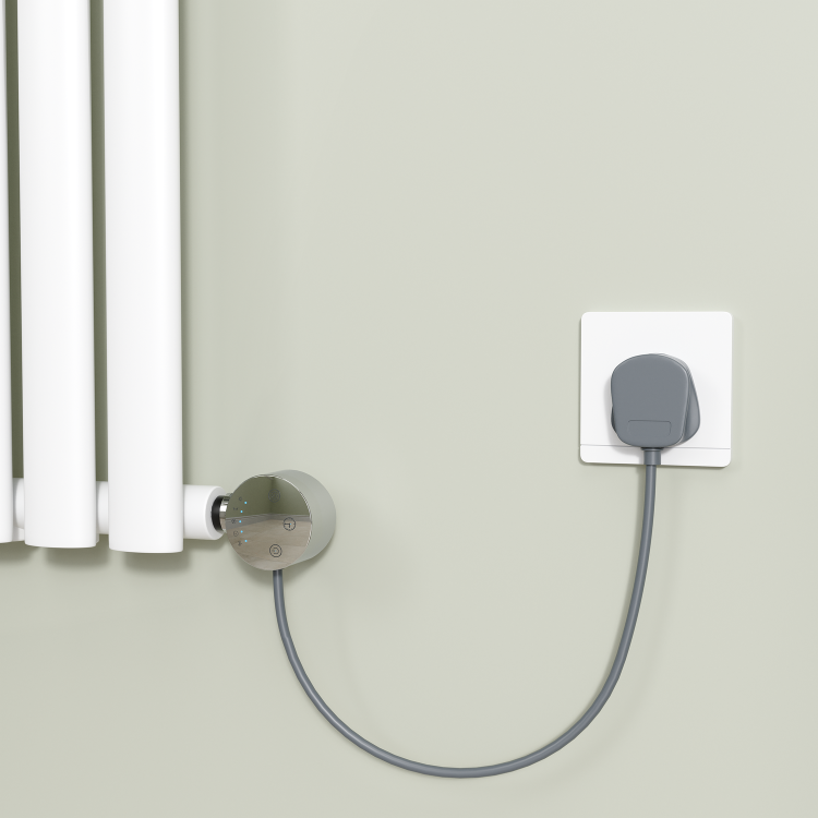 Chrome electriQ 600W Smart Wi-Fi Thermostatic Heating Element for Electric & Dual-Fuel Radiators and Towel Rails – Plug-In or Hardwired