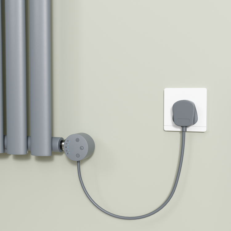 Light Grey electriQ 800W Smart Wi-Fi Thermostatic Heating Element for Electric & Dual-Fuel Radiators and Towel Rails – Plug-In or Hardwired